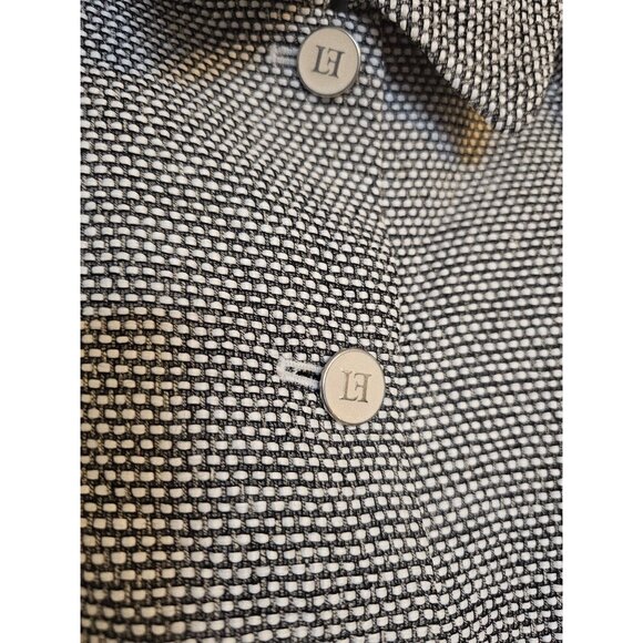Louis Feraud Textured Coat Woven Design Button-Up Size Large blk Wht - Picture 3 of 10